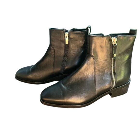 Aquatalia Women's Colbie Weatherproof Black Leather Boots Size 10M - Picture 4 of 6